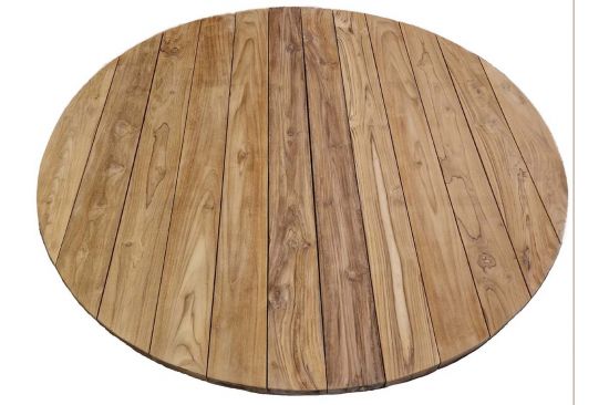 Table ronde en teck et pieds alu, Feline