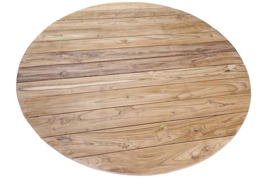 Table ronde en teck et pieds alu, Feline