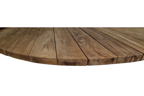 Table ronde en teck et pieds alu, Feline