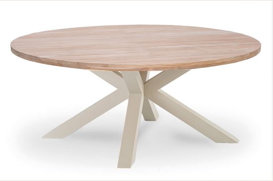 Table ronde en teck et pieds alu, Feline