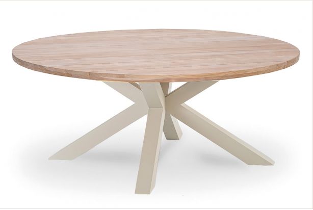 Table ronde en teck et pieds alu, Feline