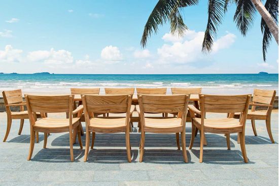 Table de jardin en teck haut de gamme, 240 ou 300 cm, Sorrento