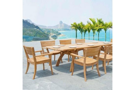 Table de jardin en teck haut de gamme, 240 ou 300 cm, Sorrento